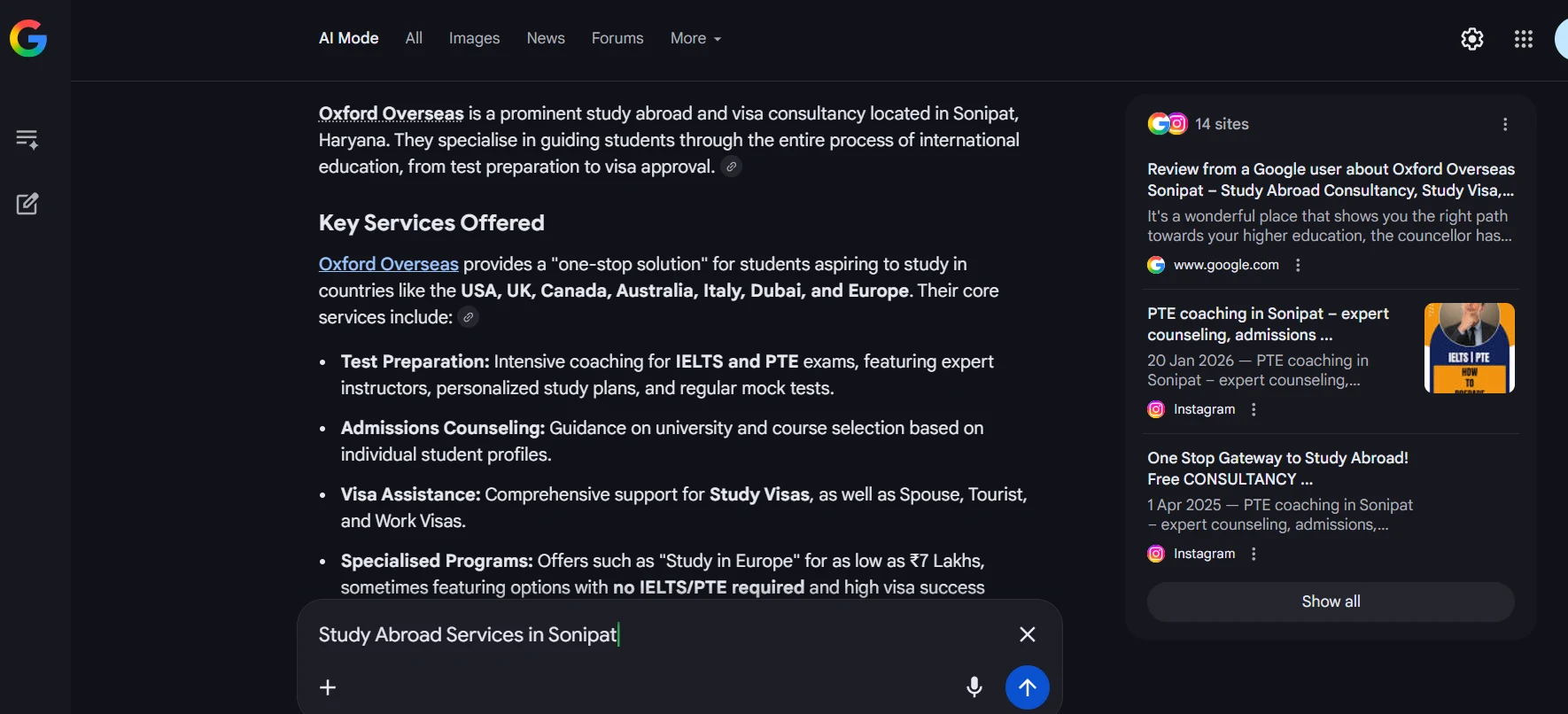 Study Visa SEO Visibility